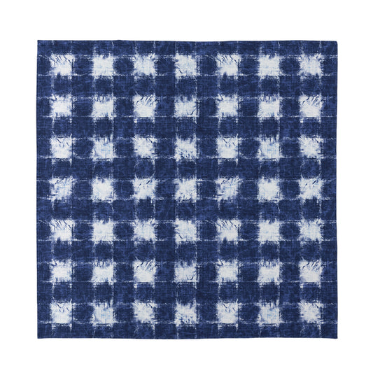 Shibori Grid Pattern Print Silk Bandana