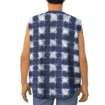 Shibori Grid Pattern Print Sleeveless Baseball Jersey