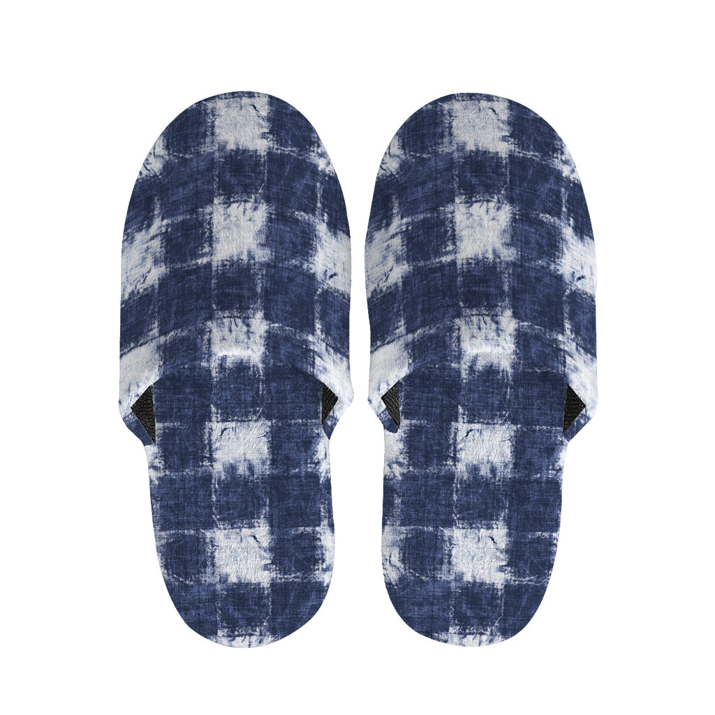Shibori Grid Pattern Print Slippers