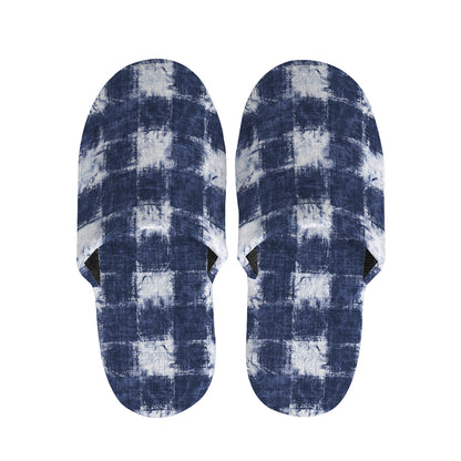 Shibori Grid Pattern Print Slippers