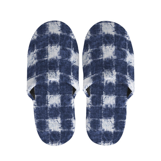 Shibori Grid Pattern Print Slippers