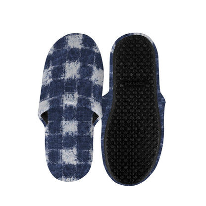 Shibori Grid Pattern Print Slippers