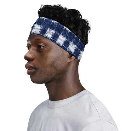 Shibori Grid Pattern Print Sports Headband