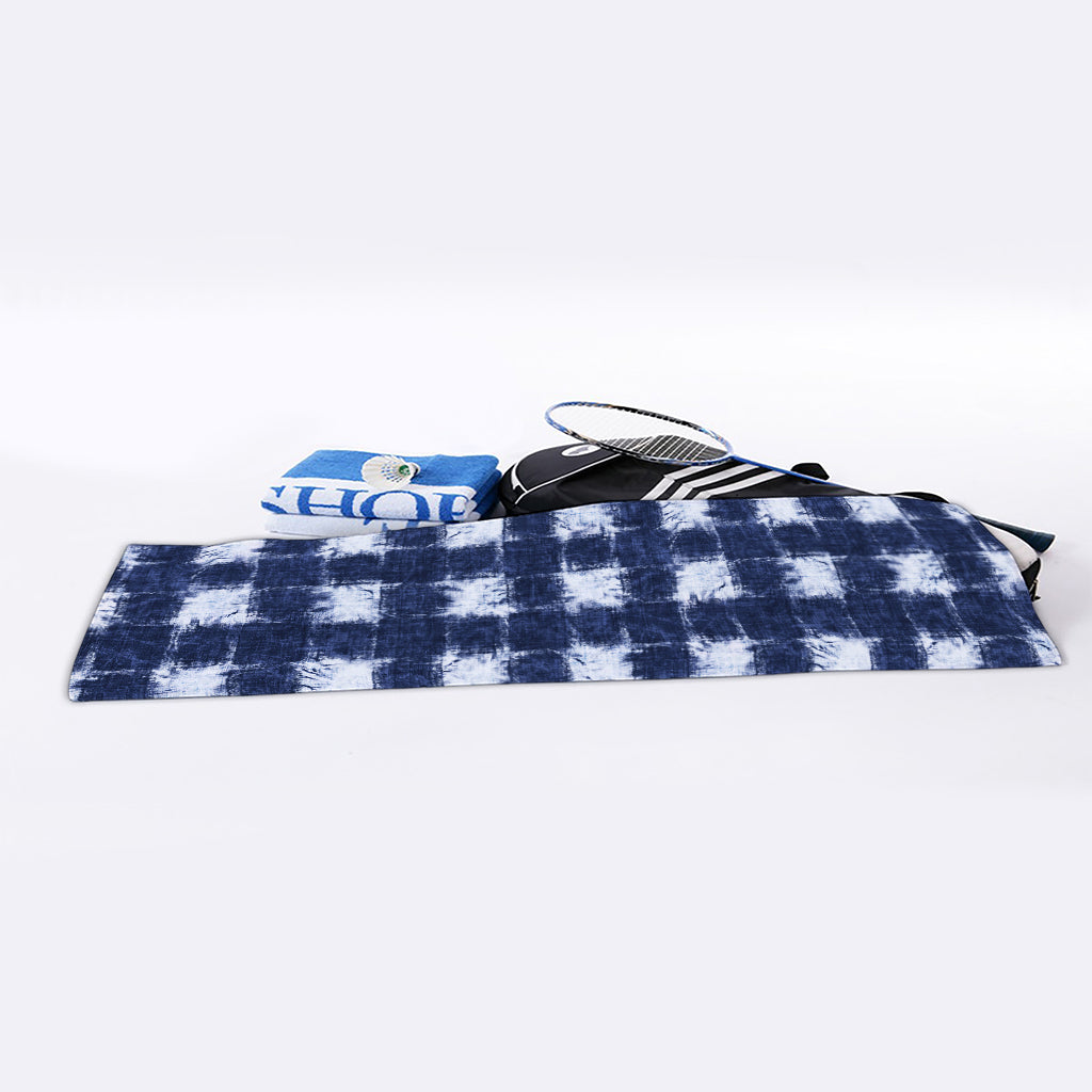 Shibori Grid Pattern Print Sports Towel
