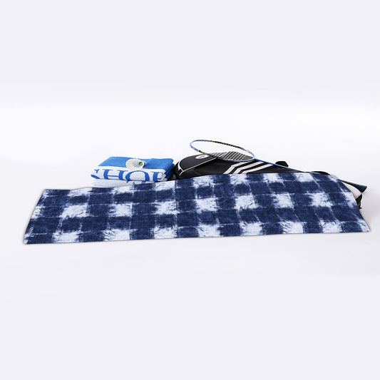 Shibori Grid Pattern Print Sports Towel