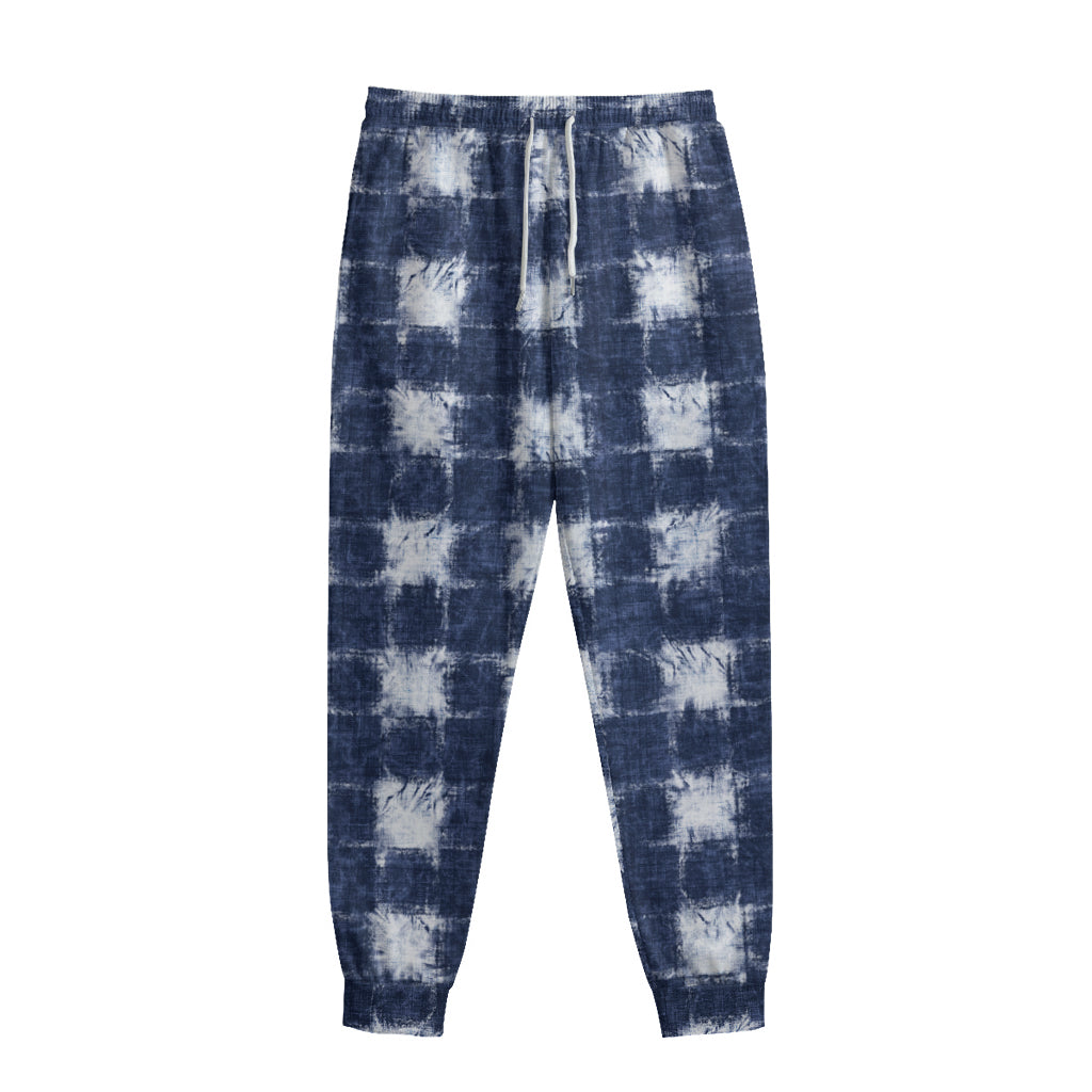Shibori Grid Pattern Print Sweatpants