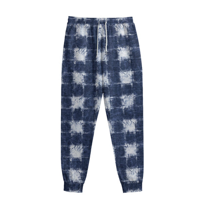 Shibori Grid Pattern Print Sweatpants
