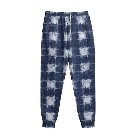 Shibori Grid Pattern Print Sweatpants