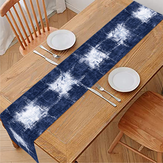 Shibori Grid Pattern Print Table Runner
