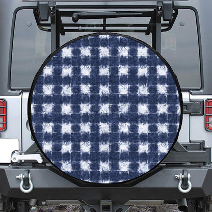 Shibori Grid Pattern Print Tire Cover