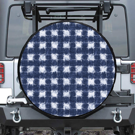 Shibori Grid Pattern Print Tire Cover