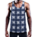 Shibori Grid Pattern Print Training Tank Top