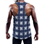 Shibori Grid Pattern Print Training Tank Top
