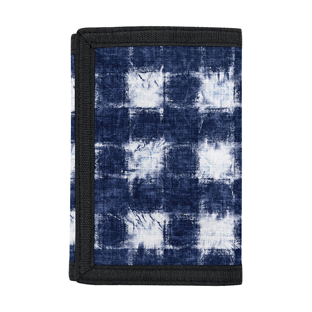 Shibori Grid Pattern Print Trifold Wallet