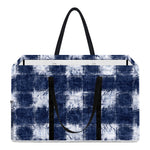 Shibori Grid Pattern Print Utility Tote Bag