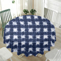 Shibori Grid Pattern Print Waterproof Round Tablecloth