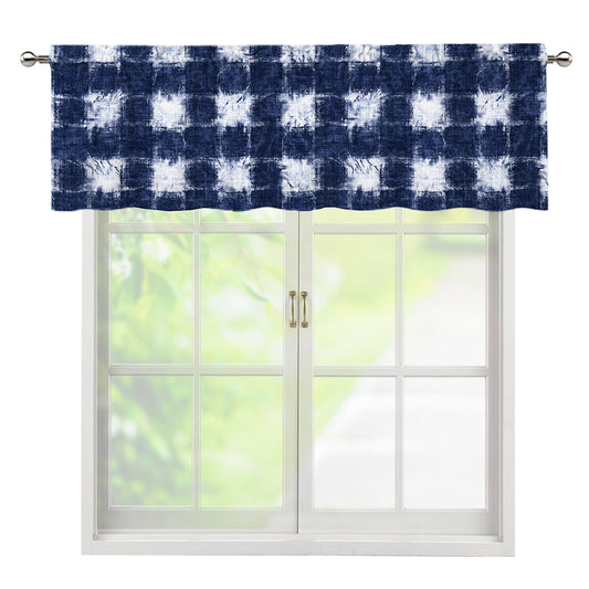 Shibori Grid Pattern Print Window Valance