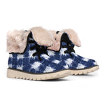 Shibori Grid Pattern Print Winter Boots