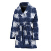 Shibori Grid Pattern Print Women's Bathrobe