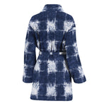 Shibori Grid Pattern Print Women's Bathrobe