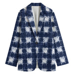 Shibori Grid Pattern Print Women's Blazer