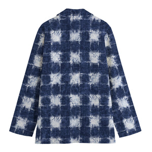 Shibori Grid Pattern Print Women's Blazer