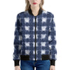 Shibori Grid Pattern Print Women's Bomber Jacket