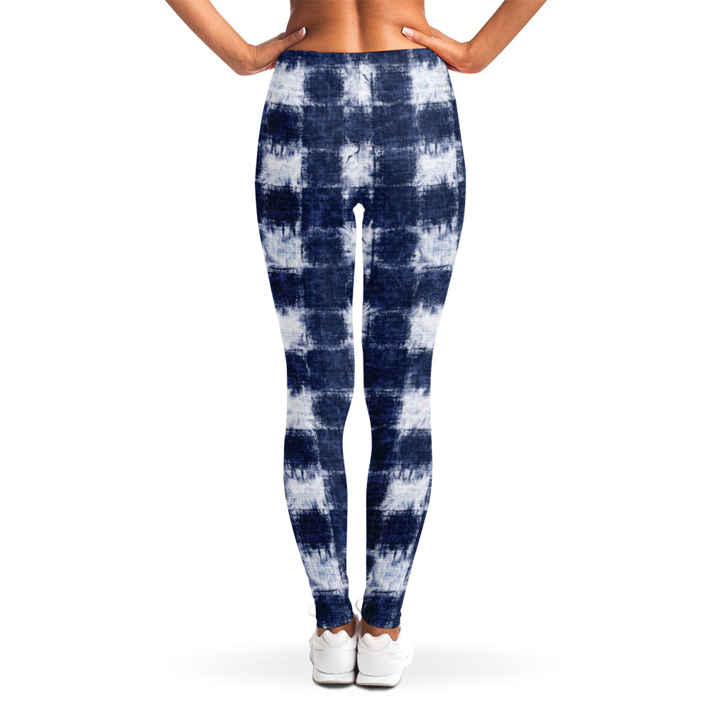 Shibori Grid Pattern Print Women's Leggings