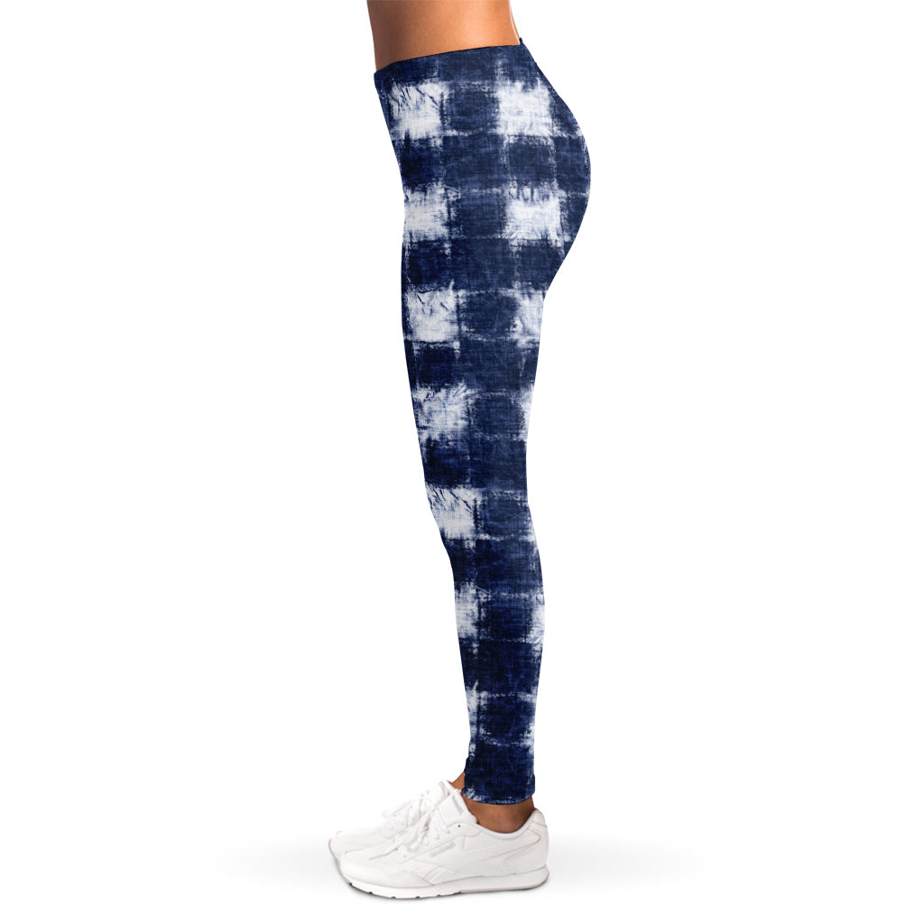 Shibori Grid Pattern Print Women's Leggings