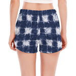 Shibori Grid Pattern Print Women's Split Running Shorts