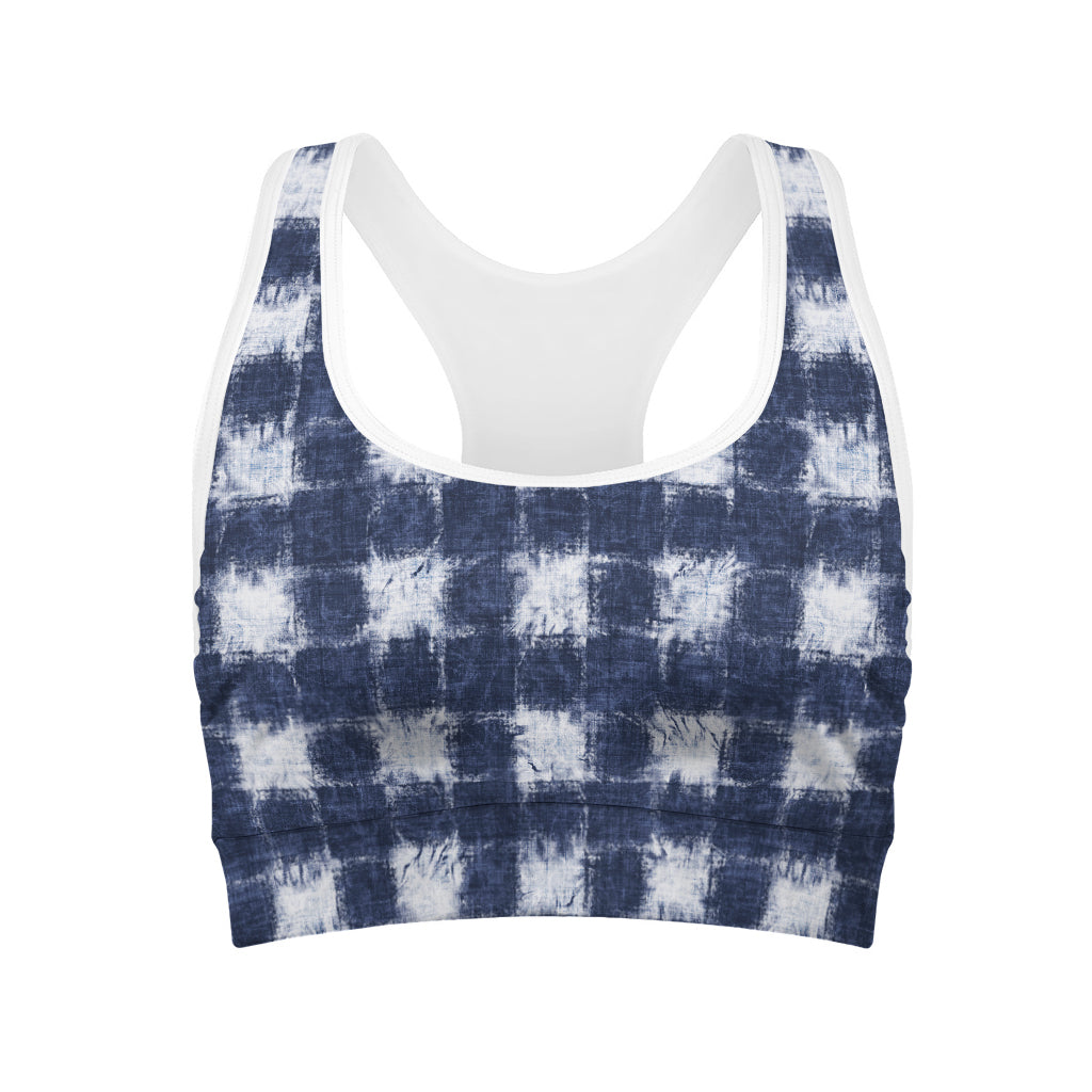 Shibori Grid Pattern Print Women's Sports Bra