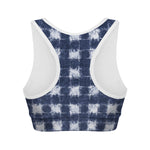 Shibori Grid Pattern Print Women's Sports Bra