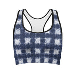 Shibori Grid Pattern Print Women's Sports Bra