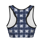 Shibori Grid Pattern Print Women's Sports Bra