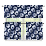 Shibori Motif Pattern Print 3 Piece Kitchen Curtains