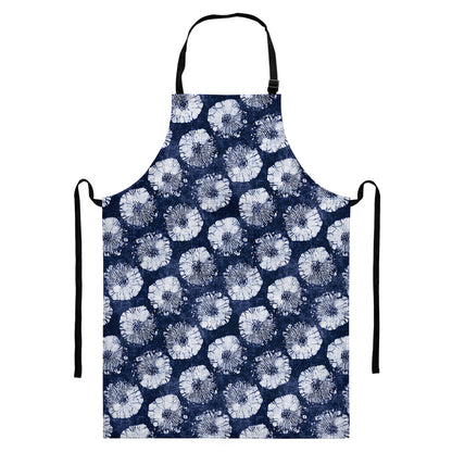 Shibori Motif Pattern Print Bib Apron With Pocket