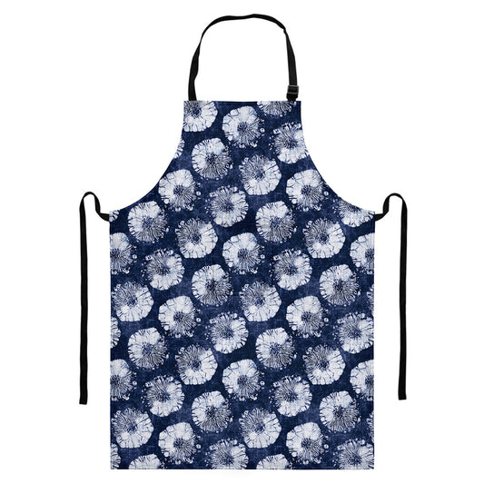 Shibori Motif Pattern Print Bib Apron With Pocket