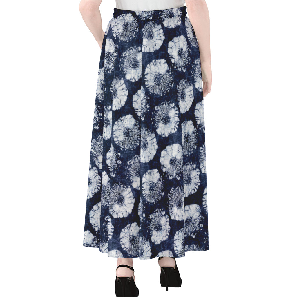 Shibori Motif Pattern Print Chiffon Maxi Skirt