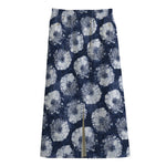 Shibori Motif Pattern Print Cotton Front Slit Maxi Skirt