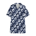 Shibori Motif Pattern Print Cotton Hawaiian Shirt