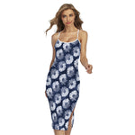 Shibori Motif Pattern Print Cross Back Cami Dress