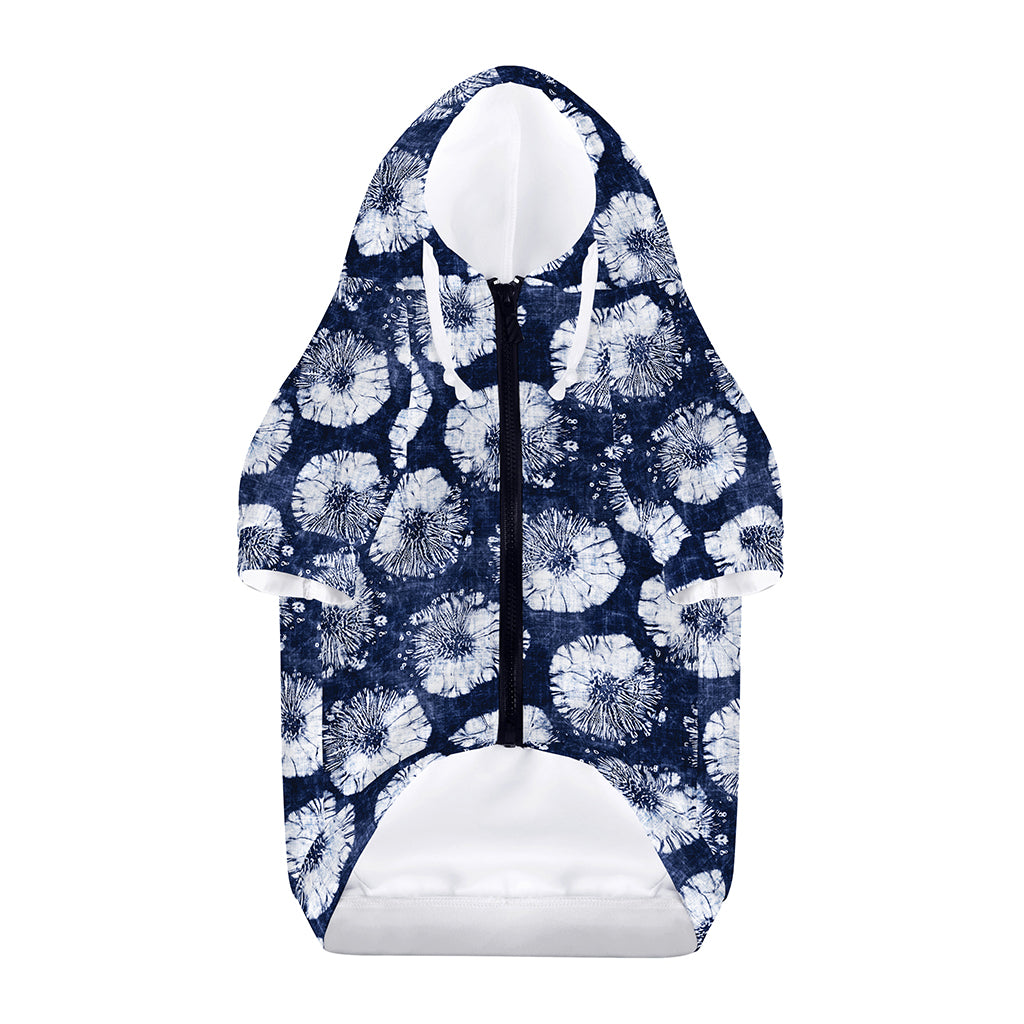 Shibori Motif Pattern Print Dog Zip Up Hoodie