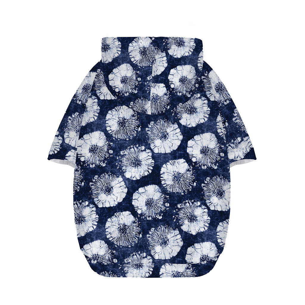 Shibori Motif Pattern Print Dog Zip Up Hoodie