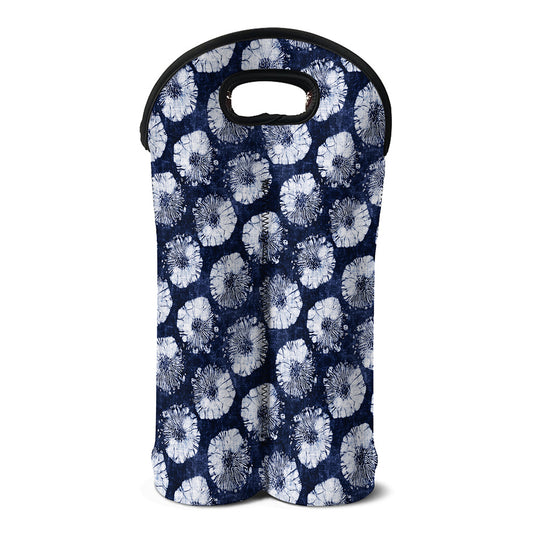 Shibori Motif Pattern Print Double Neoprene Wine Tote