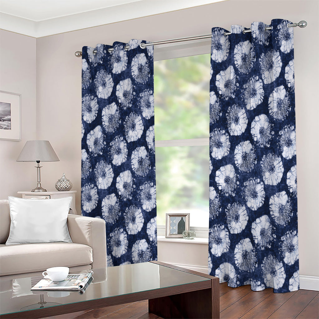 Shibori Motif Pattern Print Extra Wide Grommet Curtains