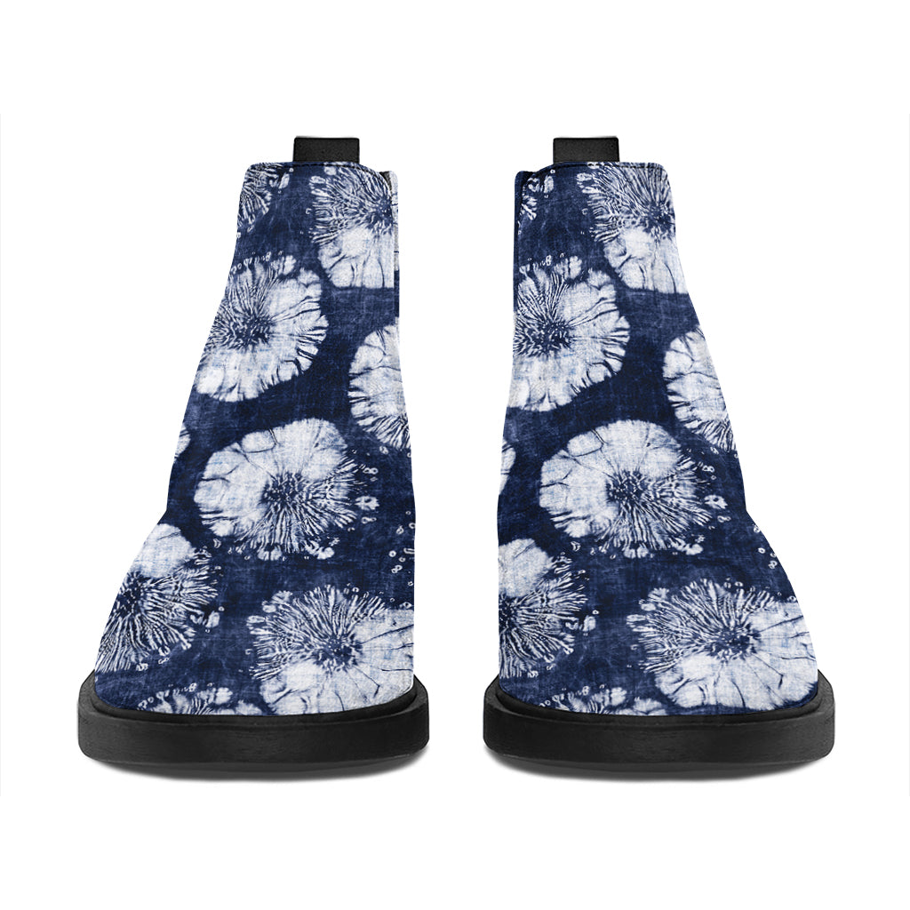 Shibori Motif Pattern Print Flat Ankle Boots