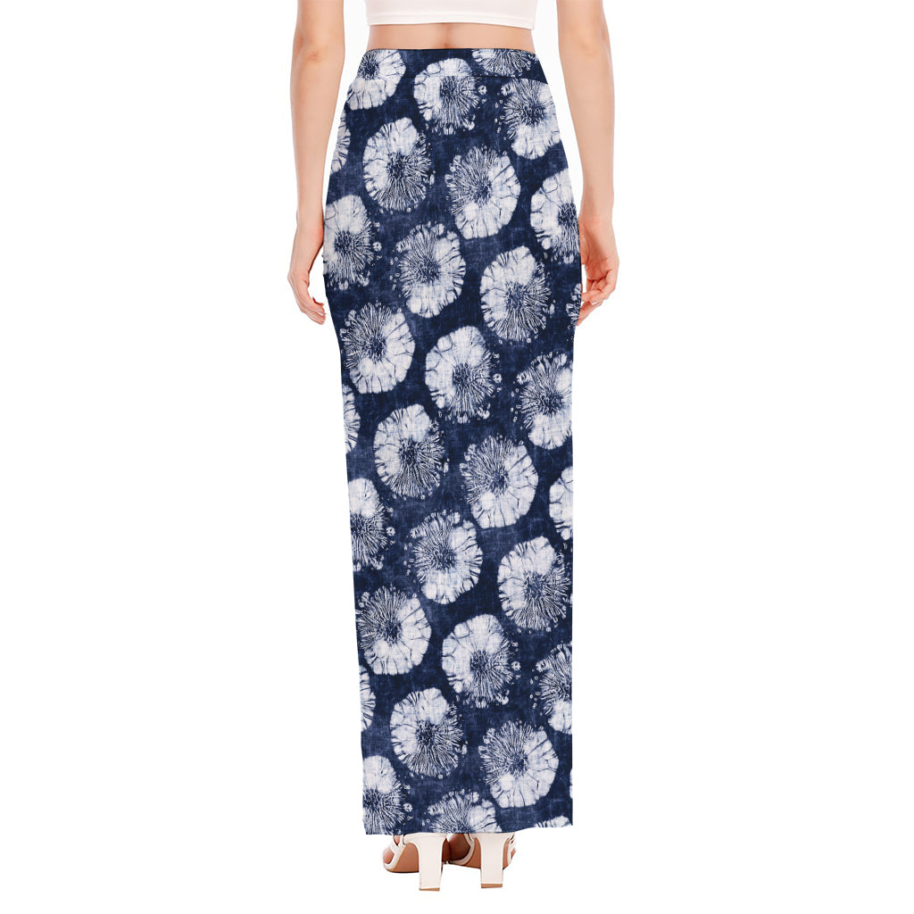 Shibori Motif Pattern Print High Slit Maxi Skirt