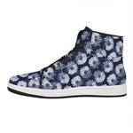 Shibori Motif Pattern Print High Top Leather Sneakers