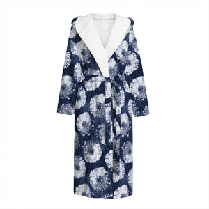 Shibori Motif Pattern Print Hooded Bathrobe