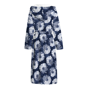 Shibori Motif Pattern Print Hooded Bathrobe